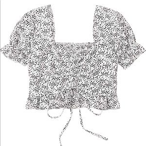 White & Black Polka Dot Blouse **Like New, Never Worn**